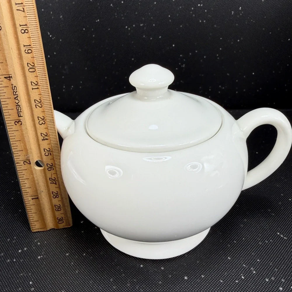 Crate & Barrel White Ceramic Sugar Bowl with‎ Lid and Creamer Set Made in India